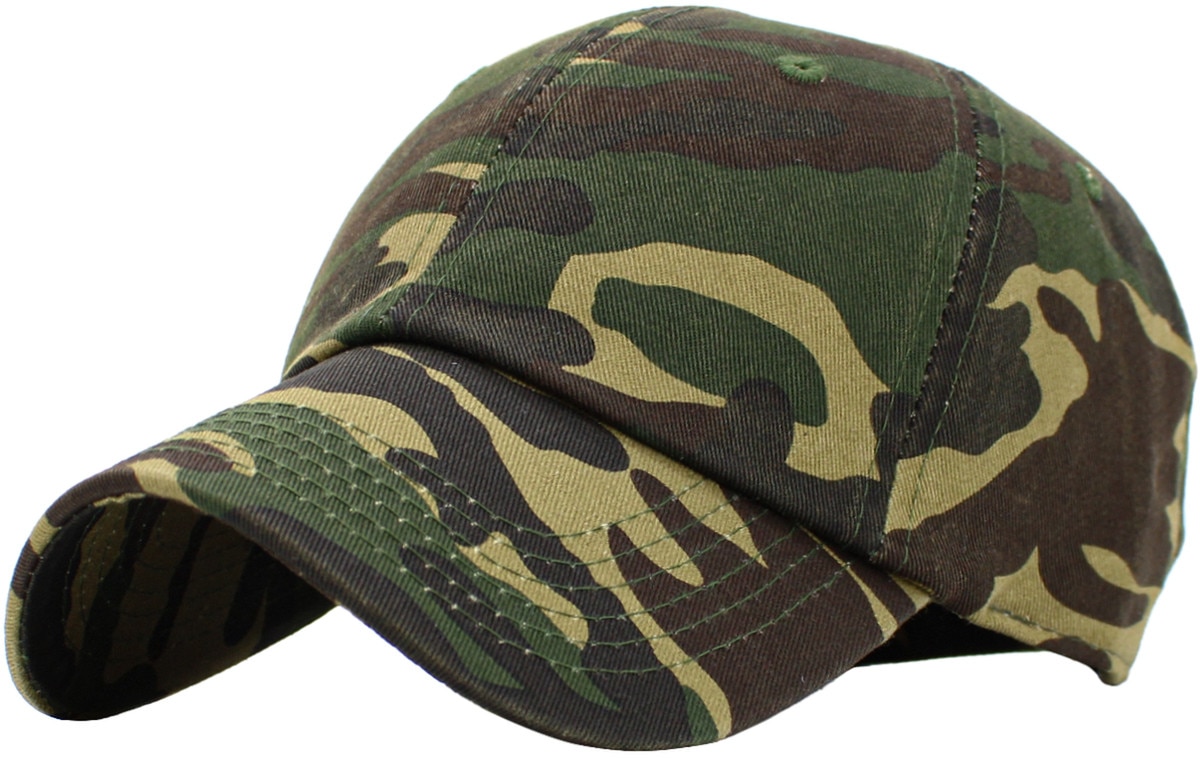 Camouflage Low Profile Baseball Caps Front Side View